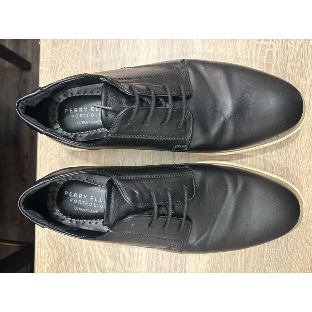 Perry Ellis Portfolio Ultra Foam Dress Shoes With Laces Black Mens Size 10